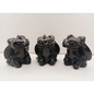 Toothless dragon carving, 3.5 inches, hand-carved from glossy black obsidian, displayed on a white background.