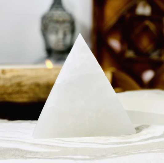 Triangle Selenite Charging Plate - Carvings