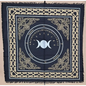 Triple Moon Altar Cloth/ Ouija Board Silver & gold Print on Black 24x24’’ - Altar Supplies