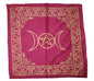 Triple Moon with Pentagram Altar Cloth Golden print on Magenta Pink 21x21’’ - Tapestry