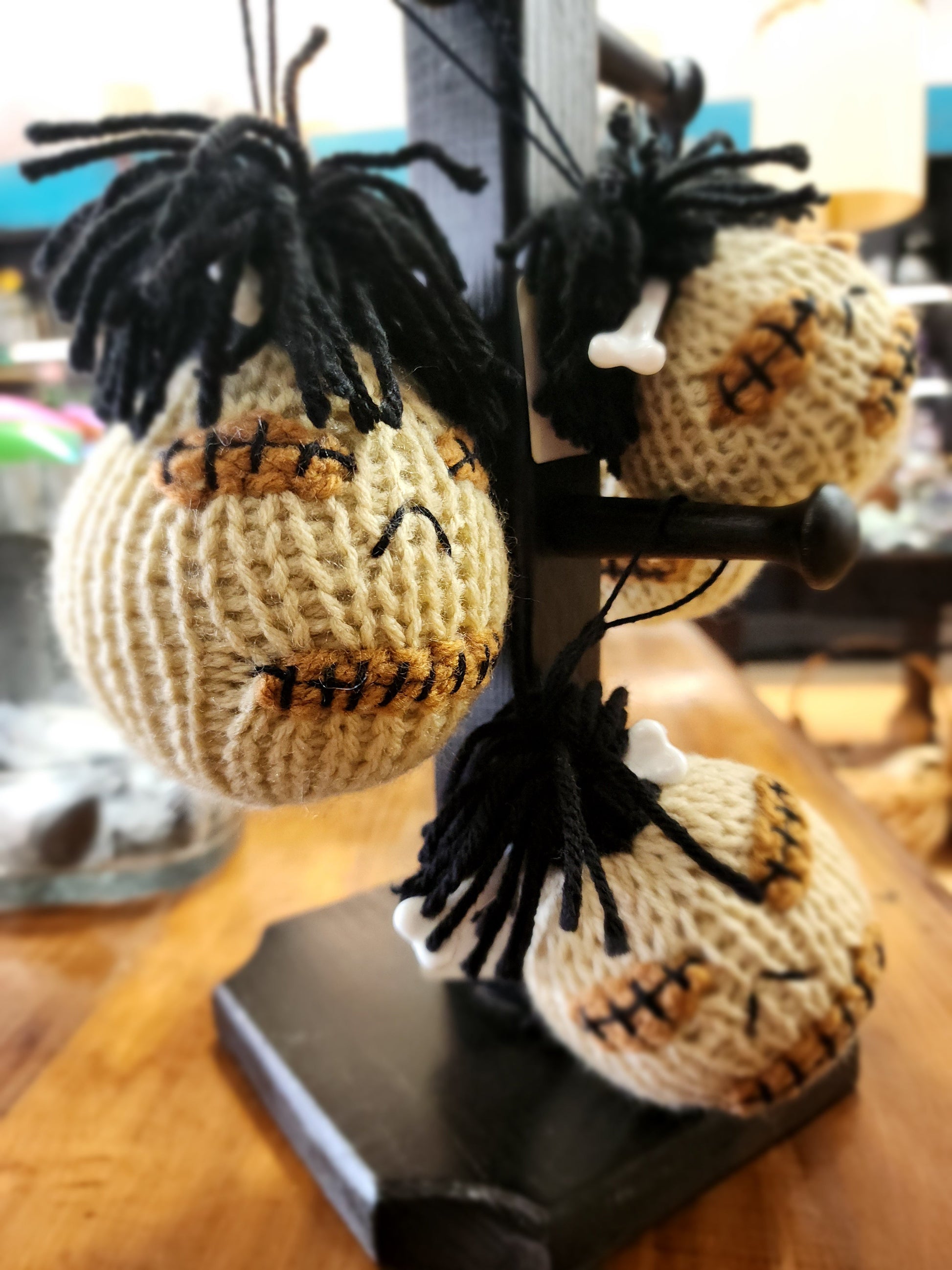 🧶 Unique Adorable Crocheted Shrunken Severed Head with Bone - 4’’ish 💀 - Pillows Blankets & Stuffed Creatures