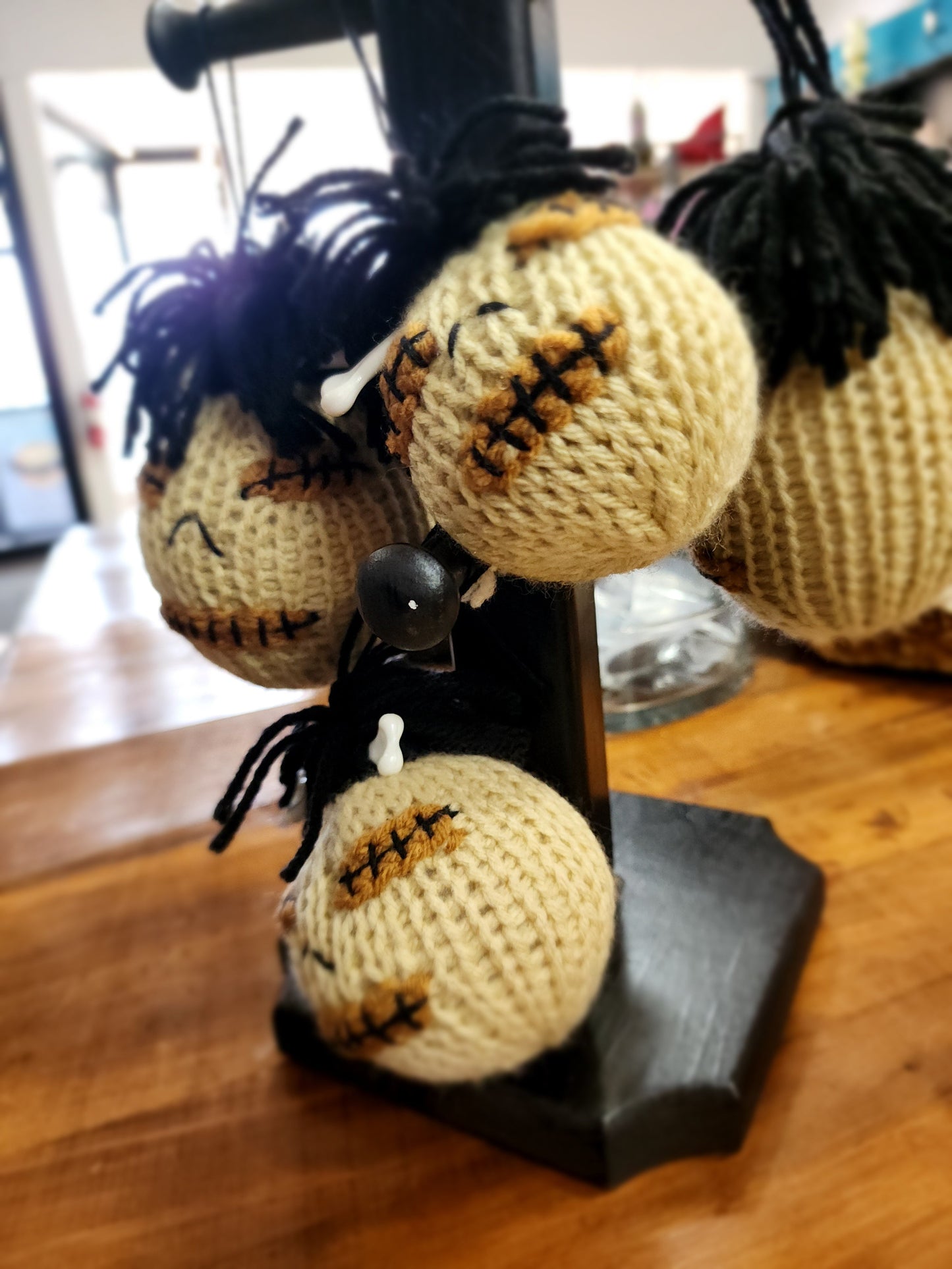🧶 Unique Adorable Crocheted Shrunken Severed Head with Bone - 4’’ish 💀 - Pillows Blankets & Stuffed Creatures