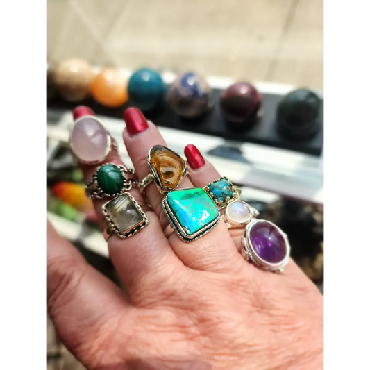💍✨ Unique Sterling Silver Genuine Stone Rings – One-of-a-Kind Magic Crystal Energy and Timeless Style! 🌈 Page 1