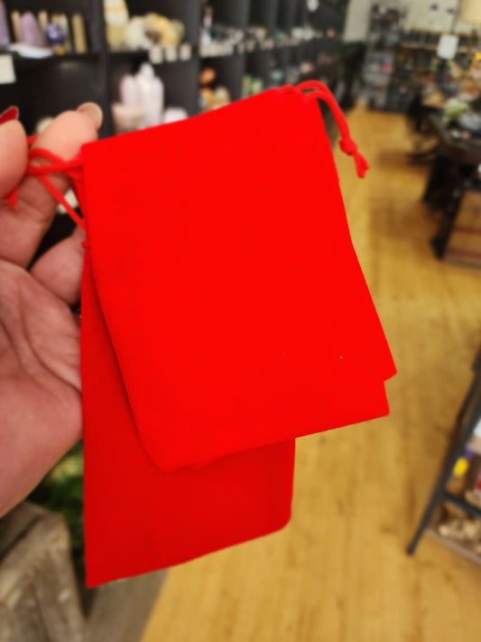 Velveteen Crystal Bags – Multiple Sizes & Colors! ✨ - RED - 3 3/4’’ x 3 5/8’’ - Bags Pouches & Totes
