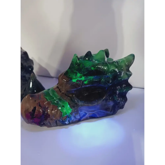 🐉🔥 Volcano Agate Dragon Skull 5.5’’ – Power Transformation and UV Magic 💡