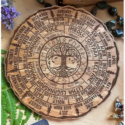 🌀✨ Wheel of the Year Plaque with Stand – Celebrate the Seasons & Sacred Cycles! 🌿 - NON-TYPED YET