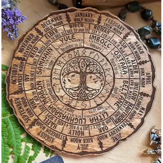 🌀✨ Wheel of the Year Plaque with Stand – Celebrate the Seasons & Sacred Cycles! 🌿 - NON-TYPED YET