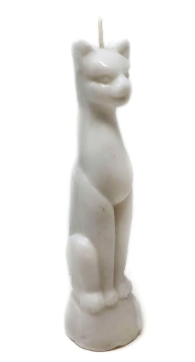 🤍🐈⬛White Cat Figure Candle (6’’) – Protection Intuition and Spiritual Clarity Ritual Candle! ✨ - Candles & Accessories