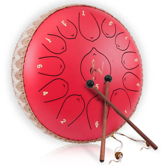 🔴🎶 Wise Harmony Steel Tongue Drum 12-Inch – Balance Creativity and Deep Resonance ✨ - Vibrational and Sound