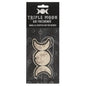 Assorted witchy-themed car air fresheners featuring mystical symbols and enchanting designs, displayed in a car setting.