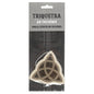 Assorted witchy-themed car air fresheners featuring mystical symbols and enchanting designs, displayed in a car setting.