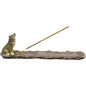 Polyresin stick incense holder featuring a detailed wolf design, displayed on a white background.
