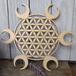 Wood Crystal Grids - Flower and Moon 8’’ - Grid Working